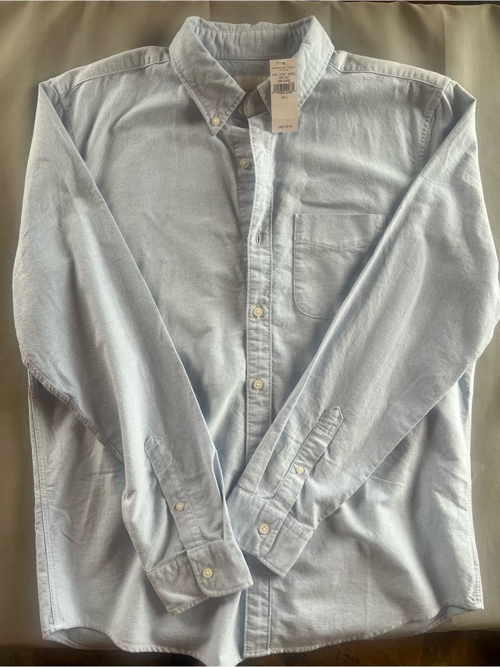 American Eagle Outfitters Light Blue Button-Down Oxford Shirt